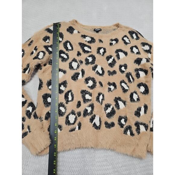 Express Sweater Womens Medium Animal Print Mohair Fuzzy - Picture 2 of 7
